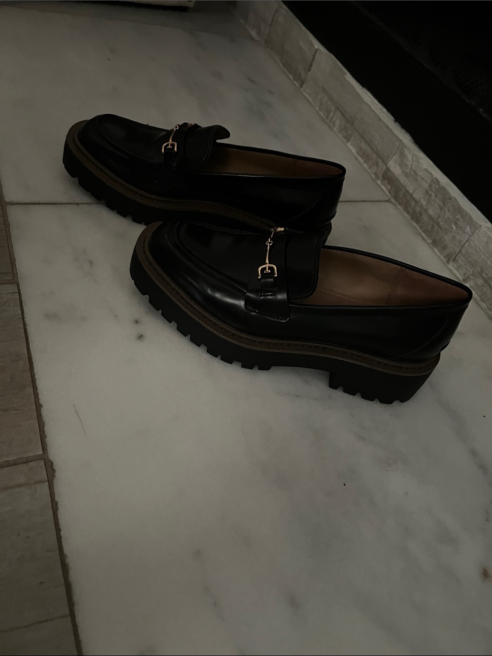 Sam Edelman Black Leather Bit Loafers with Gold Hardware women shoes - Picture 4 of 7
